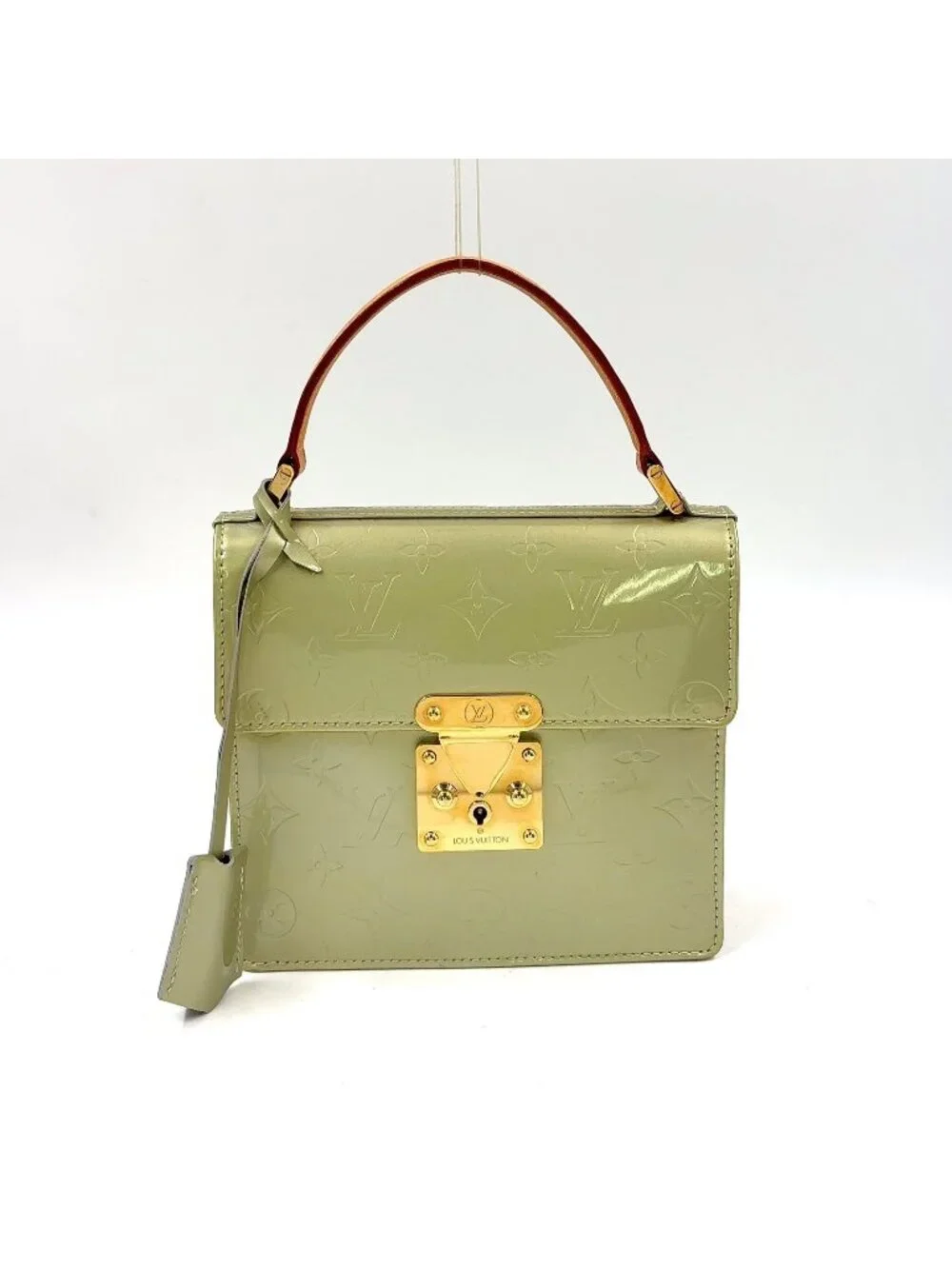 Louis Vuitton Spring Street Monogram Vernis Gri Leather Enamel Light Green